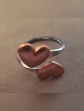 Heart Accent Adjustable Ring - Rose Gold Hearts